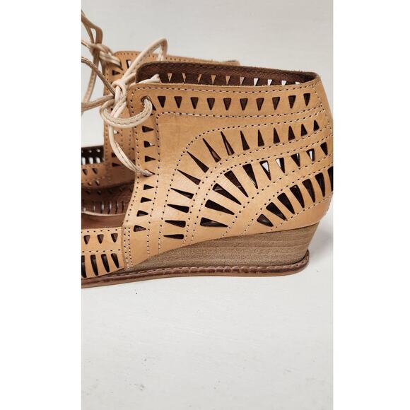 Jeffrey Campbell Rodillo Nude Low Heel Wedge Leather Sandals, Size 6-6.5 Boho - Picture 6 of 11